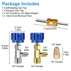 R134A Can Tap Valve Kit Self-Sealing & Puncture w/ Adapter for A/C Refrigerant