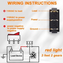 5Pcs Red Illuminated Rocker Switch ON Off SPST 3 Pin Position Boat Style: Red
