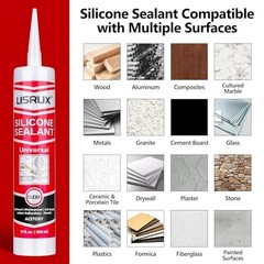 100% Waterproof Silicone Caulk for Kitchen & Bathroom, 10 oz Cartridge, 24 Pack,