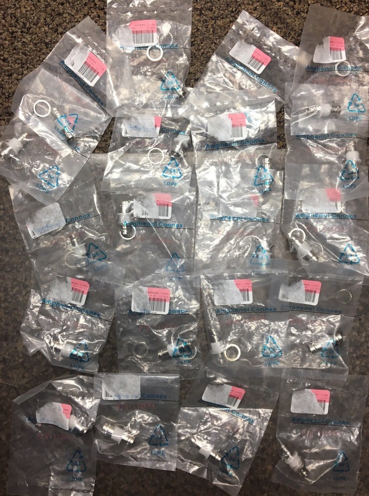 Lot of 20 Amphenol Connex 112444 BNC Jack BNC Jack Connector Bulkhead 75 Ohms