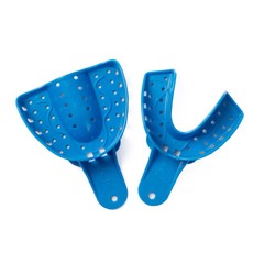 12Pc Dental Impression Trays Plastic Perforated Denture Upper/Lower EASYINSMILE