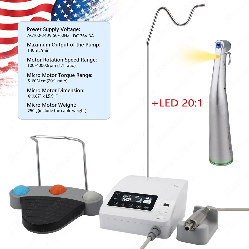 Mini Dental Implant System Motor Surgical Brushless Motor+20:1 Contra Angle LED