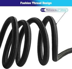 8mm HEAVY DUTY BLACK MARINE GRADE BUNGEE CORD Tarp Tie Down Strap 12-20-30-40″