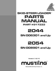 Skid Loader Parts Manual Fits 2044 & 2054 Mustang SKID-STEER SSN 006301 & Up