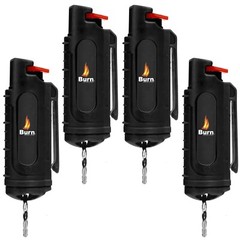 4 Pack BURN Pepper Spray 1/2oz Self Defense Keychain Case Molded OC Black