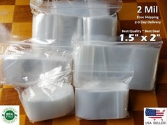 100 Reclosable 1.5″ x 2″ Zip Bags Reusable Jewelry Coin Lock able Mini 1½” x 2″