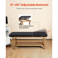 Uimoso Wooden Medical Exam Table with Adjustable Backrest for Clinical Use