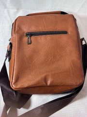 Unbranded Tan Brown Faux Leather Messenger Bag Crossbody Satchel Organizer