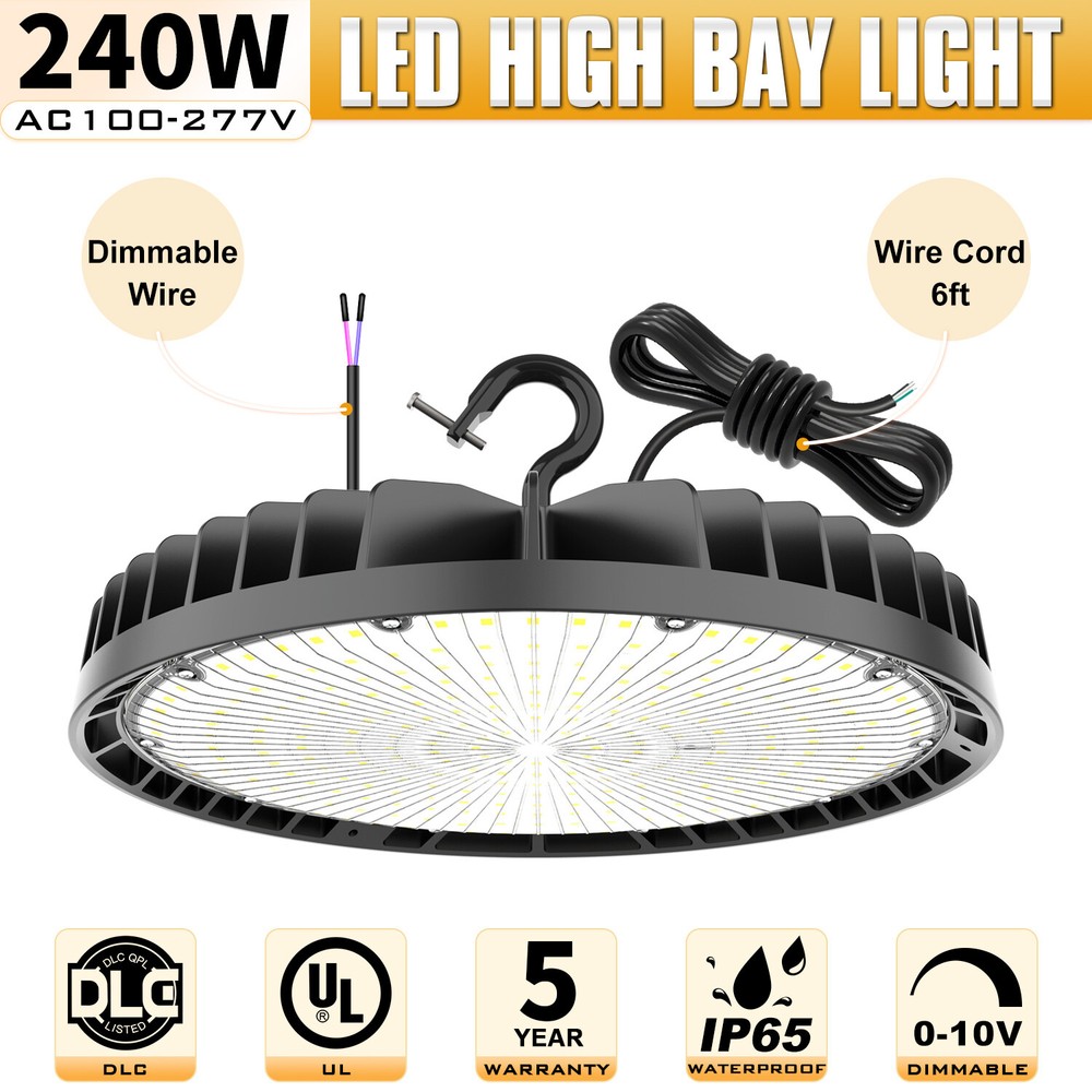 LED High Bay Light 33600lm (Eqv.1000W MH/HPS) 5000K Warehouse UFO Light 240 Watt
