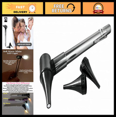 Slimline Stainless LED Pocket Otoscope – Soft White Light, Clamshell Packaging