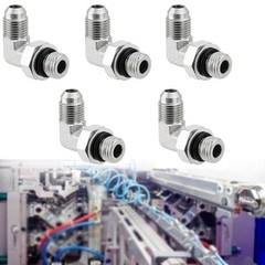 5 Pack 90 Degree Elbow Hydraulic Hose Fittings: 3/8″ JIC 37° Male X #6 SAE/ORB
