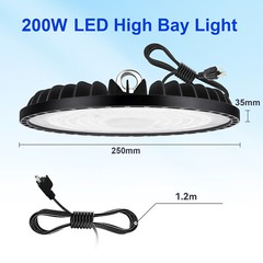 2 Pcs UFO Led High Bay Light 200W Industrial Commercial Warehouse Garage Light