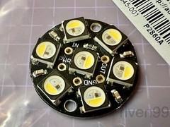 Adafruit NeoPixel Jewel RGBW Wearable Round PCB, 7 Addressable LEDs, Cool ~6000K