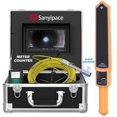 9″ Sewer Camera Drain Pipe Borescope w/ Distance Counter & 512HzTransmitter