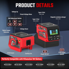 2-Pack 300W Power Regulator Compatible with Milwaukee 18V Battery, DC 2-30V
