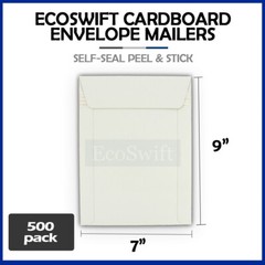500 – 7 x 9 EcoSwift White CD/DVD Photo Flats Cardboard Envelope Mailer Mailers