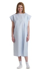 3-ARMHOLE (2 Pack) Modesty Examination Hospital Gowns Light Blue Sleeveless NEW