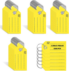 XUWAIDSGN 250 Pcs Yellow Key Tags with Labels and Rings: 1.38 X 2.76 Inches, 250