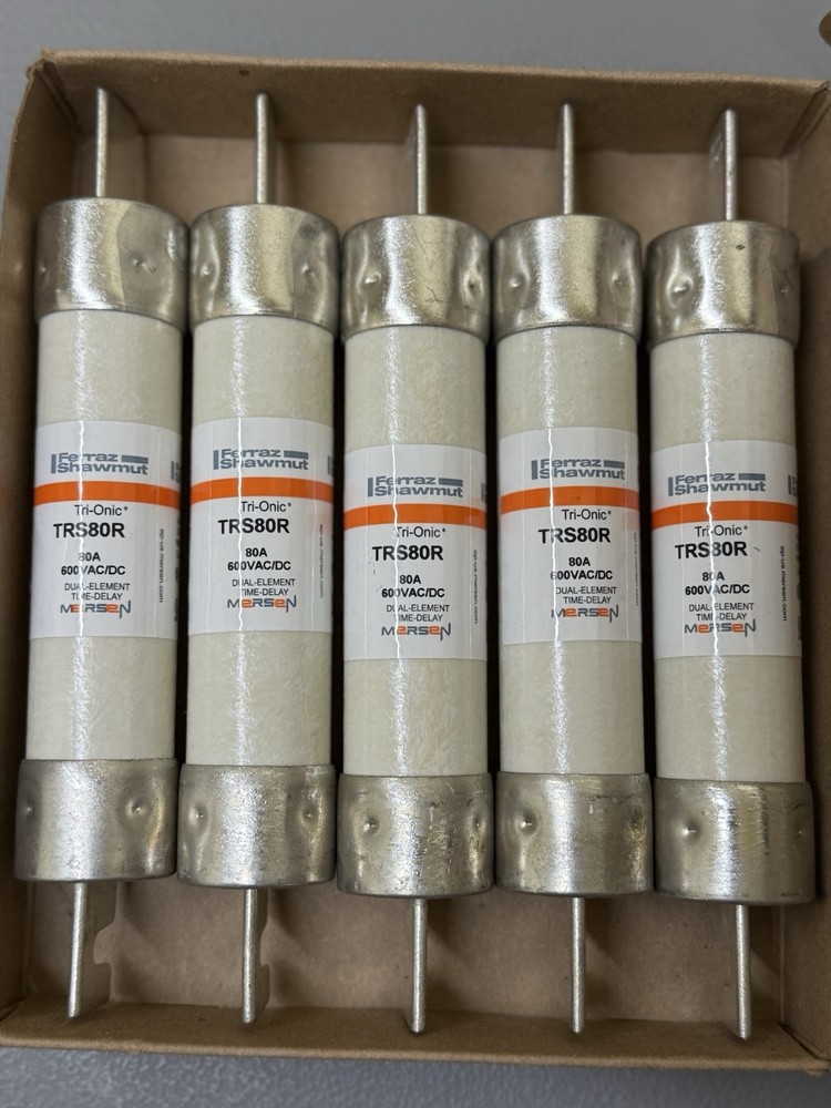 5 Mersen Ferraz Shawmut TRS80R Tri-Onic Time Delay Fuses 80 Amp 600v Class RK5