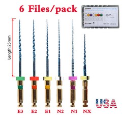 6Pcs Dental Endo CV-Blue Taper File Niti Rotary Files 25MM Root Canal USA