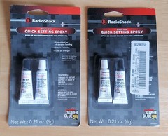 2X RadioShack 5-min Metal Glass Wood Epoxy All Purpose Bonding Super Glue .21 oz