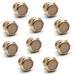 10Pcs Brass Sintered Bronze Breather Vent Flat Pneumatic Muffler Filter 1/8″ NPT