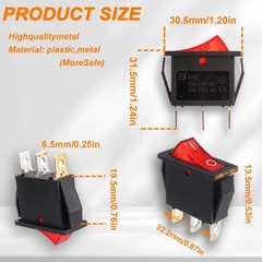 5Pcs Red Illuminated Rocker Switch ON Off SPST 3 Pin Position Boat Style: Red