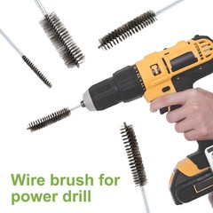 6pcs Pipe Cleaners Brush Set 0.2 Inch Stainless Steel Bristles for Tube Silver