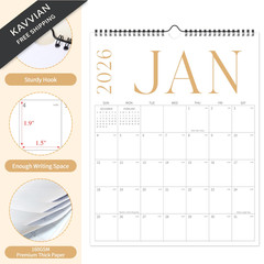 Wall Calendar 2026-2027, JAN 2026-JUNE 2027 14.5×11.5 In, Colourful-BigLetter