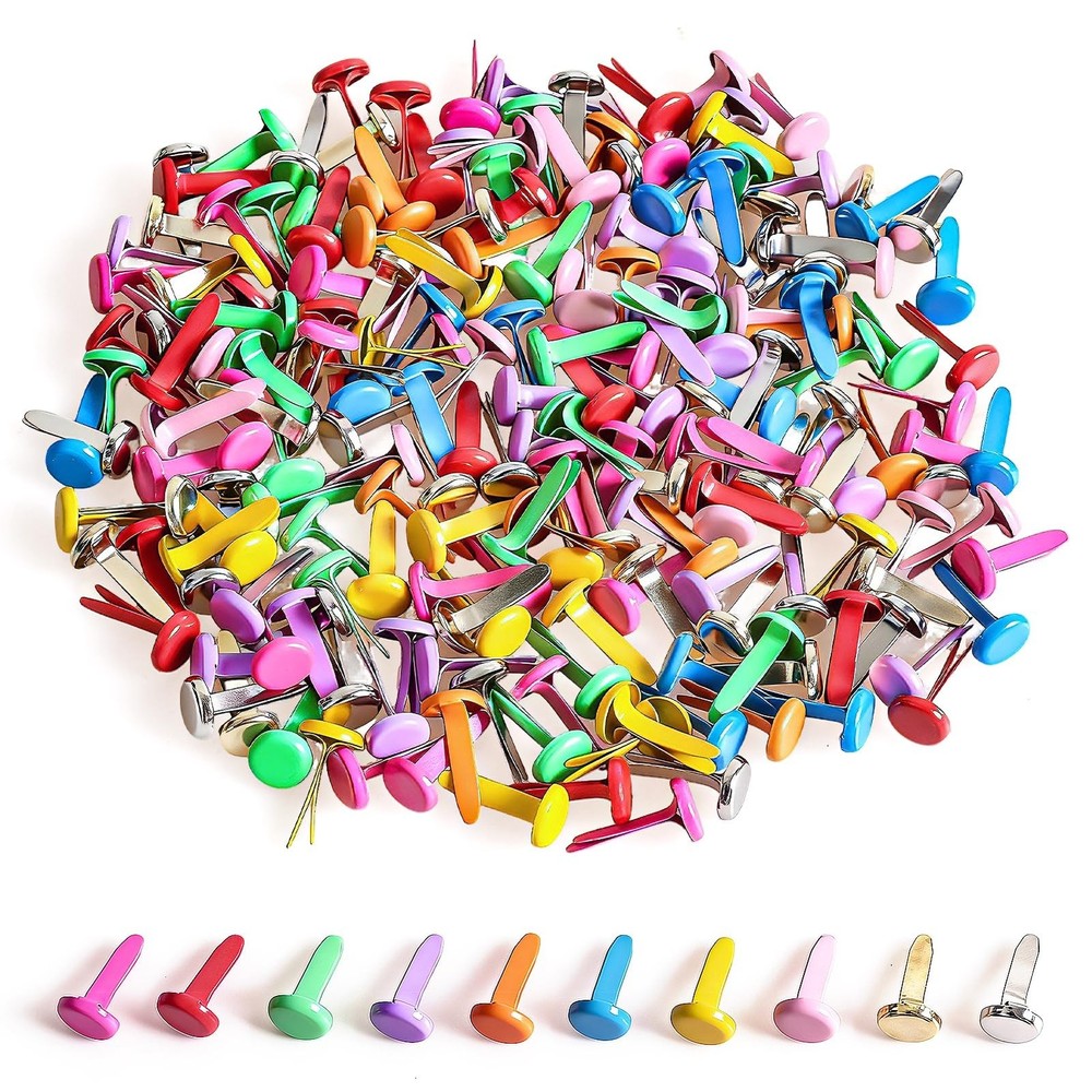 moinkerin 200 Pcs Mini Brads for Paper Crafts 0.3 x 0.55inch Brad Fasteners M…