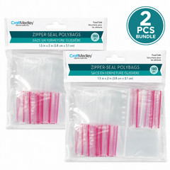 [Pack of 2] CraftMedley Clear Pink Food Safe Zipper Seal Polybags 1.5x2in 180pc