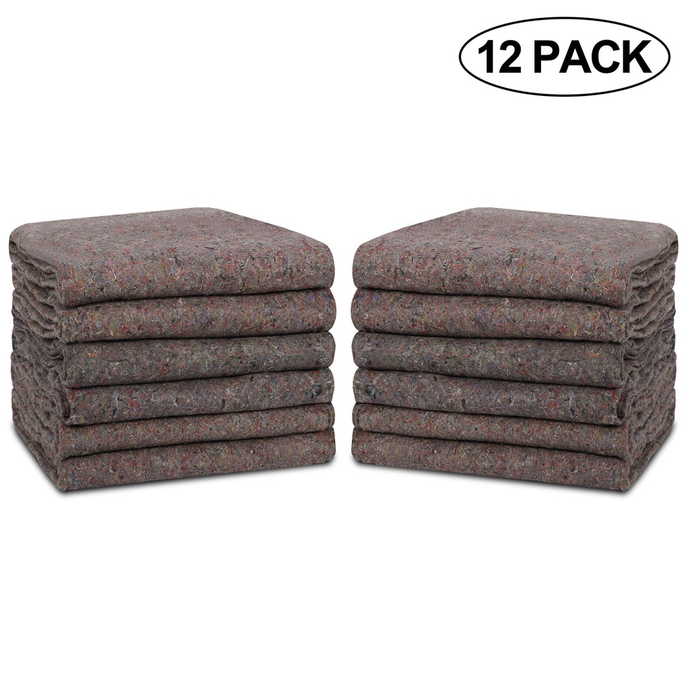 Moving Blankets Pro Economy 12 Pack Grey Shipping Furniture Pads 54″ x 72″