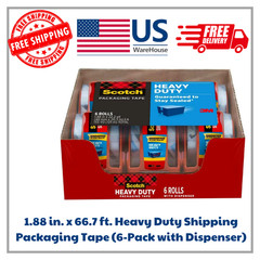 1.88 in. x 66.7 ft. Heavy Duty Shipping Packaging Tape (6-Pack with Dispenser)