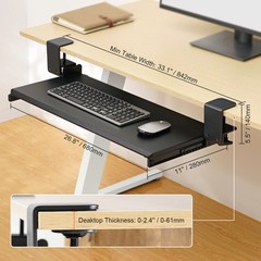 Keyboard Tray Under Desk Pull out Keyboard/Mouse Tray with C Clamp Mount