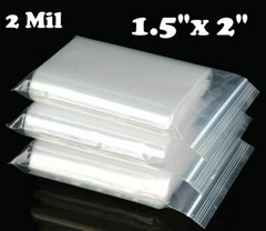 1.5″x 2″ ZIP SEAL BAGS CLEAR 2 MIL PLASTIC RECLOSABLE LOCK MINI BAGGIES 2MIL