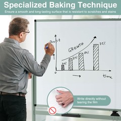 72″ x 36″ Double-Sided Magnetic Whiteboard w/ Stand and Aluminum Alloy Frame