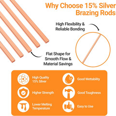 15% Silver Brazing Rods AWS Bcup-5 40 Sticks Silver Solder Phos Copper Brazing