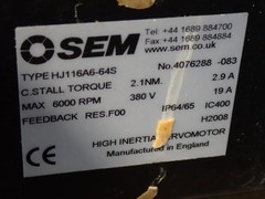 SEM HJ116A6-64S HIGH INERTIA SERVO MOTOR 6000 RPM 11240360277