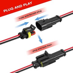 2Pin Way Car Waterproof Male Female Electrical Connector Plug Wire Kit Set Lot