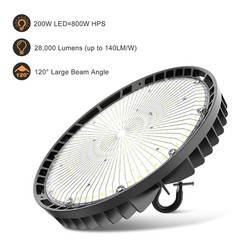 200W UFO Led High Bay Light Factory Warehouse Commercial Light Dimmable 5000k
