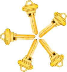 50 PCS Brass Finish Uncut Key Blanks SC4 (6SH1) Blank Keys 6 Pin