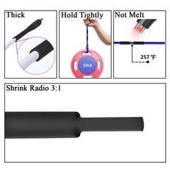 3:1 Heat Shrink Tubing Black Dual Wall Waterproof Glue Wires Wrap (LARGE SIZES)
