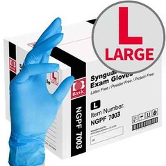 Synguard Nitrile Exam Gloves NGPF 7003, Size L, (BOX OF 1000)