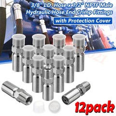 12 Pack 1/2″ NPTF Hydraulic Hose End Fittings 3/8″ I.D. Hose X 1/2″ NPTF Male US