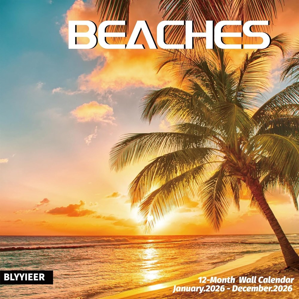 2026 Wall Calendar BEACHES, 12 Months Hangable Wall Calendars, Beach Calendars