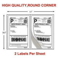 8.5×5.5″ Round Corner Shipping Labels 2 Per Sheet Postage Self-adhesive UPS