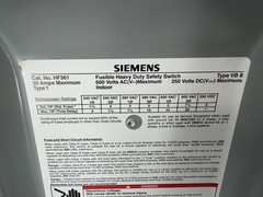 Siemens HF361 Fusible Heavy Duty Safety Switch, 30A, 600V, 250VDC, Type 1, 20HP