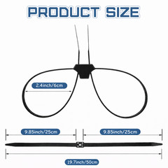 10-100pcs Heavy Duty Tactical Handcuff Zip Ties 13x500mm Black Nylon Dbl Locking
