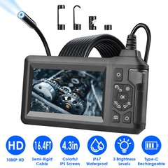 1080P HD Industrial Endoscope Camera with 8 LED Lights Waterproof Borescope