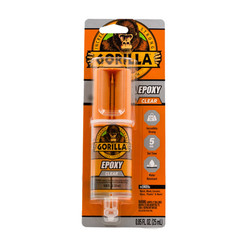 Gorilla 2 Part Epoxy, Clear Epoxy, 0.85 Ounce Syringe (Pack of 1) – 5 Minute Set